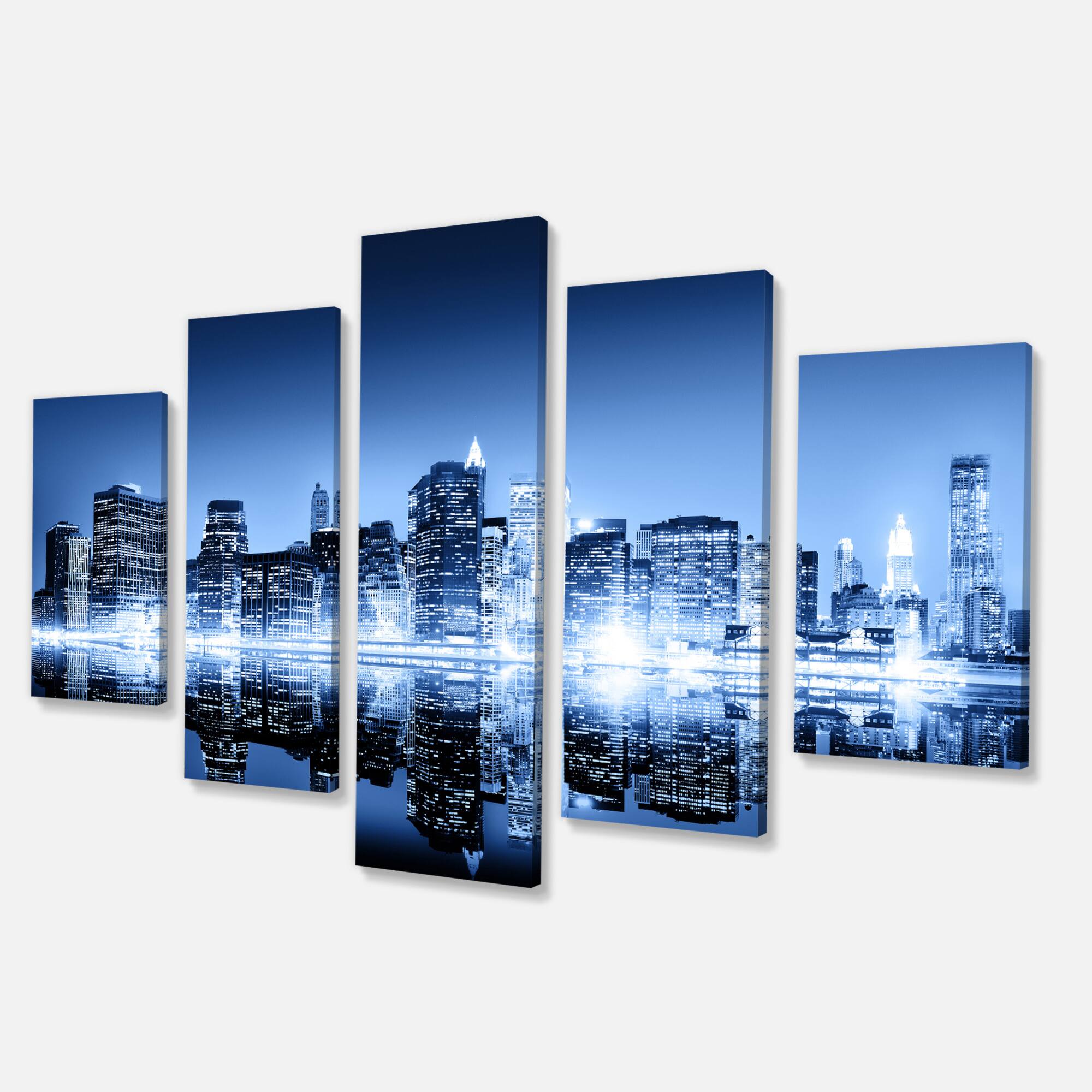 Designart - Night New York City Mirrored